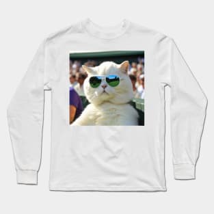 Cat watching tennis at Wimbledon center court Long Sleeve T-Shirt